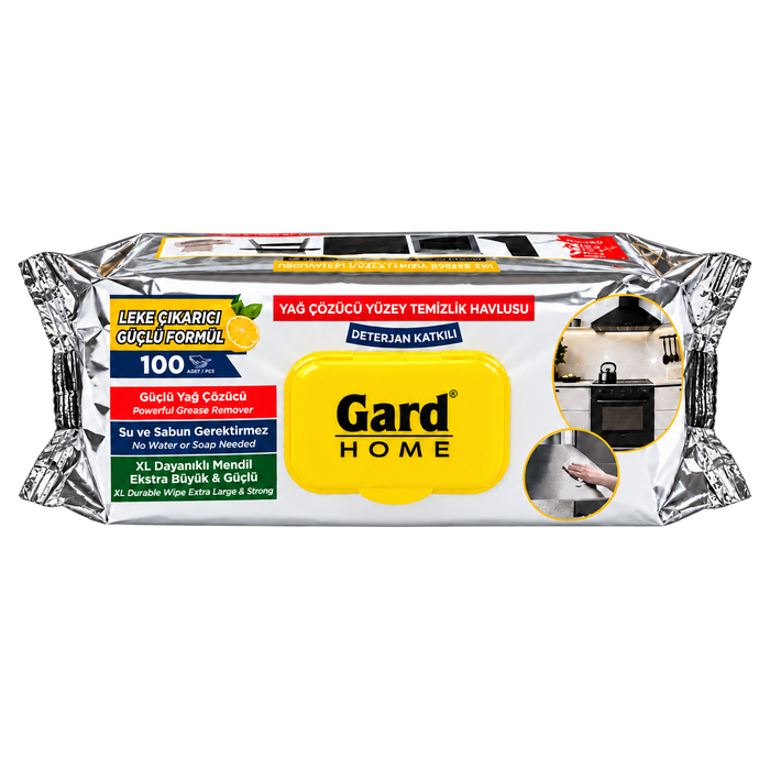 Gard Home Yağ Çözücü Yüzey Temizlik Havlusu  100 Yaprak