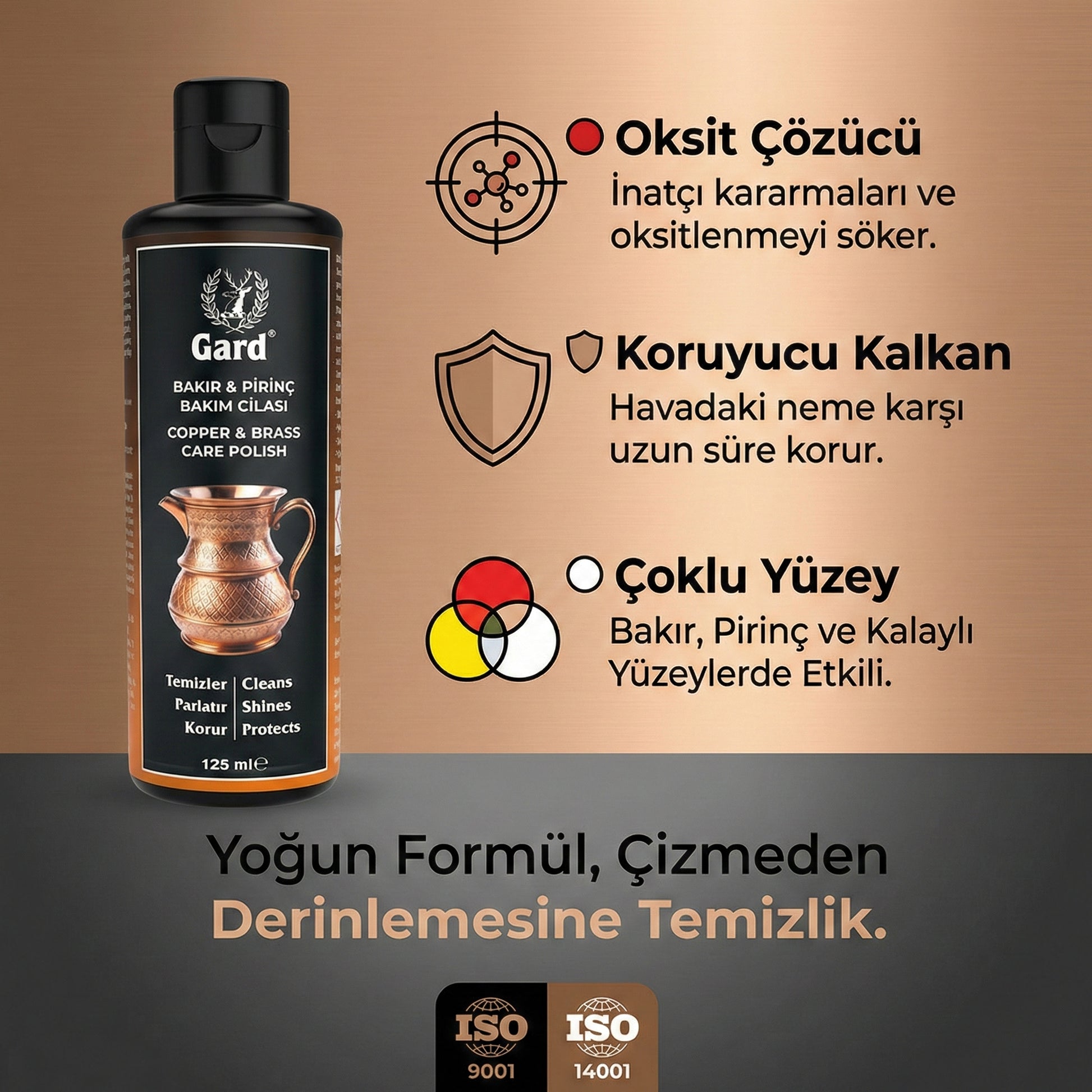 Gard Bakır & Pirinç Bakım Cilası 125 ml – Metal Parlatıcı