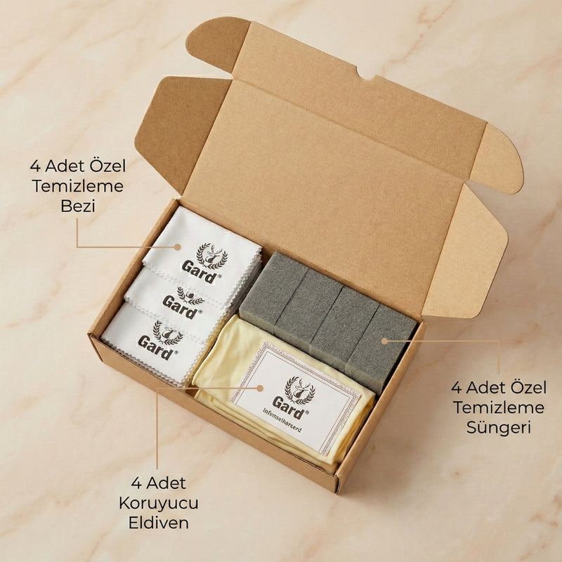 Profesyonel Metal Bakım Kiti: Parlatma Bezi, Sünger ve Eldiven Paketi