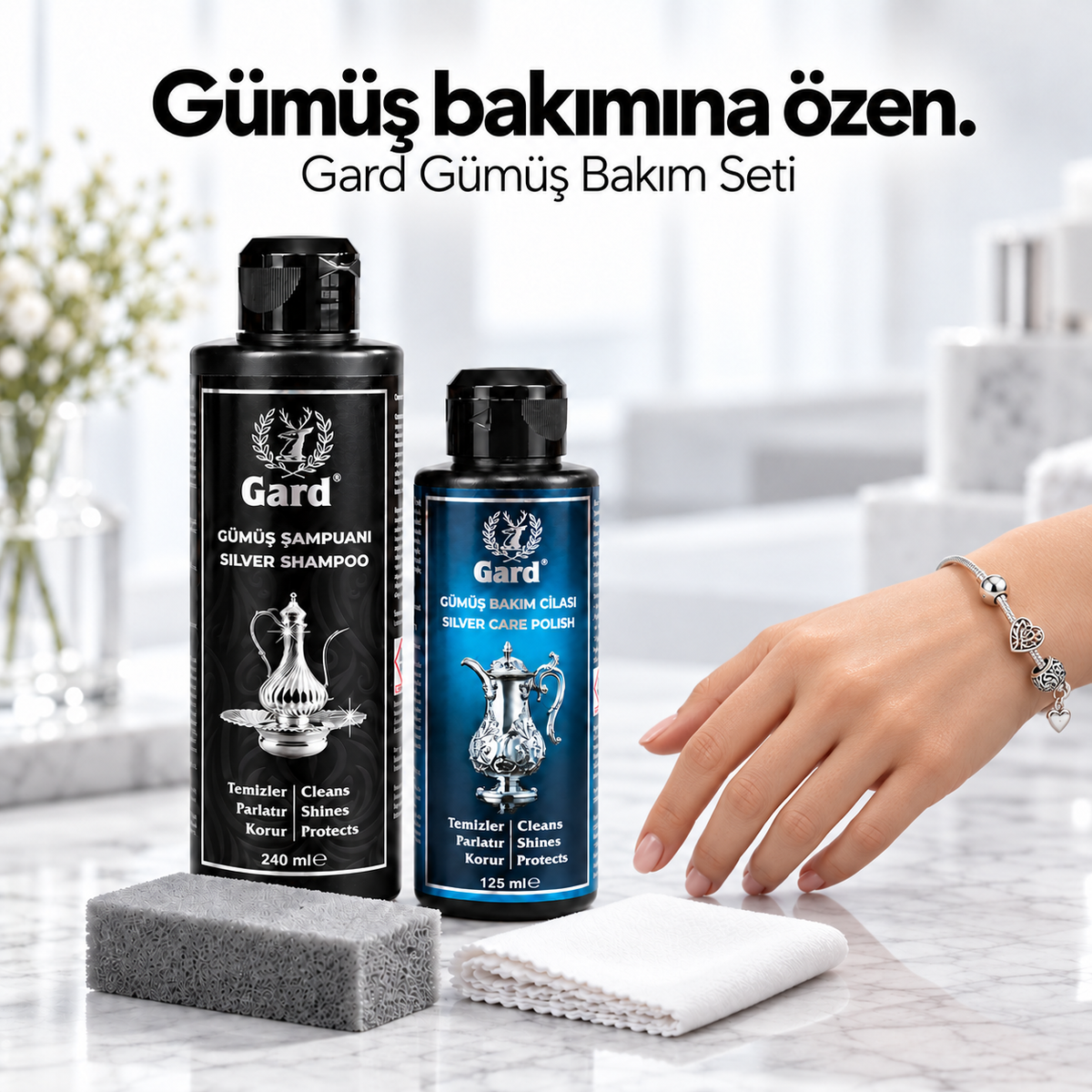 Komple Gümüş Bakım Seti - 2 Adımda Profesyonel Parlaklık bakım detayı